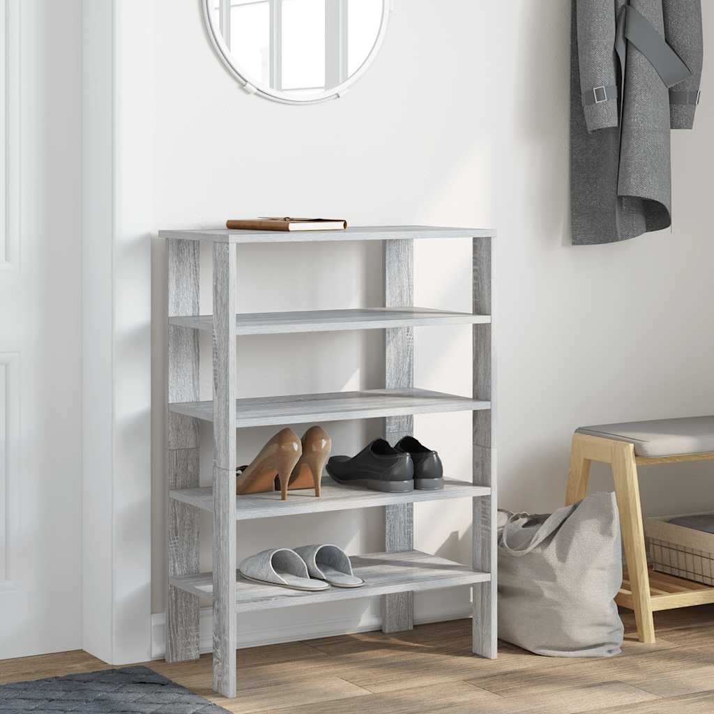 Schoenenrek 61x32x87,5 cm bewerkt hout grijs sonoma eikenkleur is nu te koop bij PeponiXL, paradijselijk wonen!