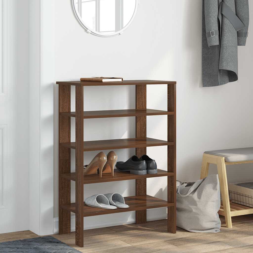 Schoenenrek 61x32x87,5 cm bewerkt hout bruin eikenkleurig is nu te koop bij PeponiXL, paradijselijk wonen!