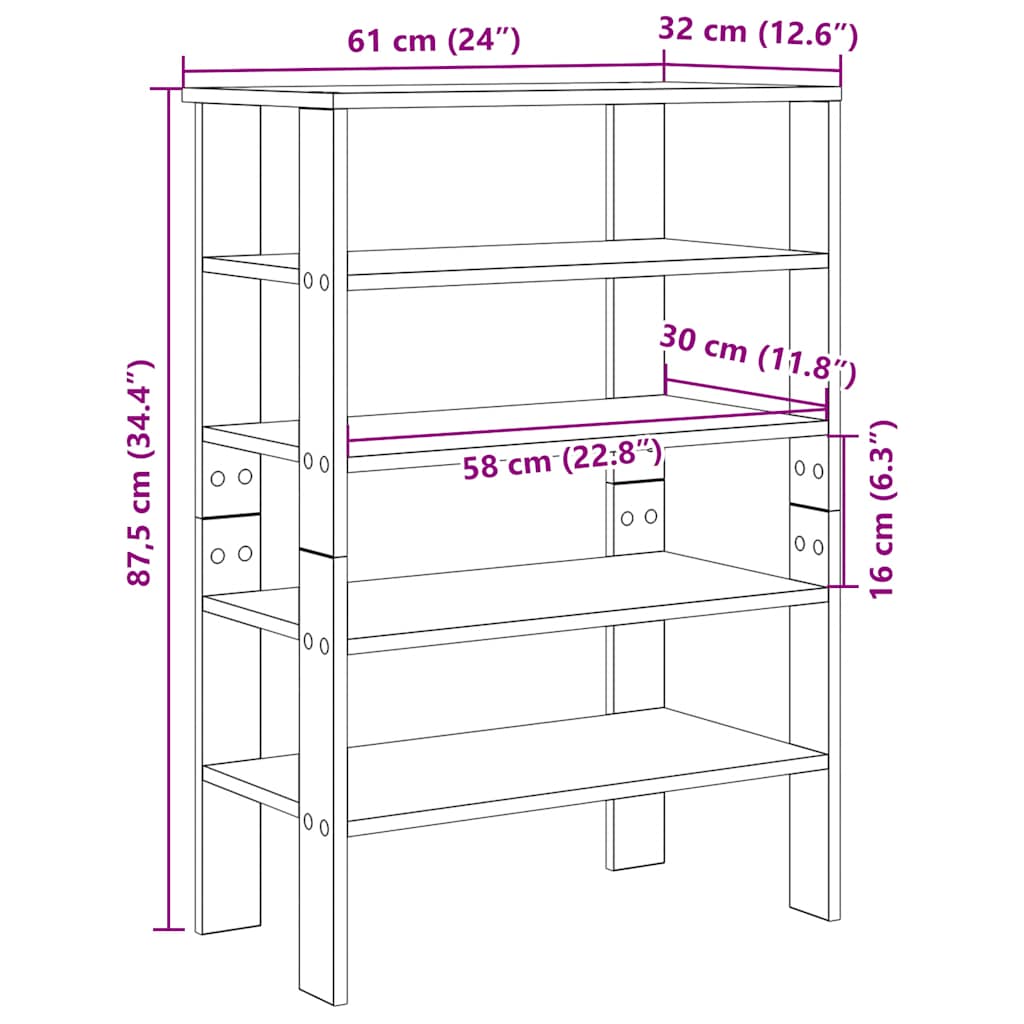 Schoenenrek 61x32x87,5 cm bewerkt hout bruin eikenkleurig is nu te koop bij PeponiXL, paradijselijk wonen!