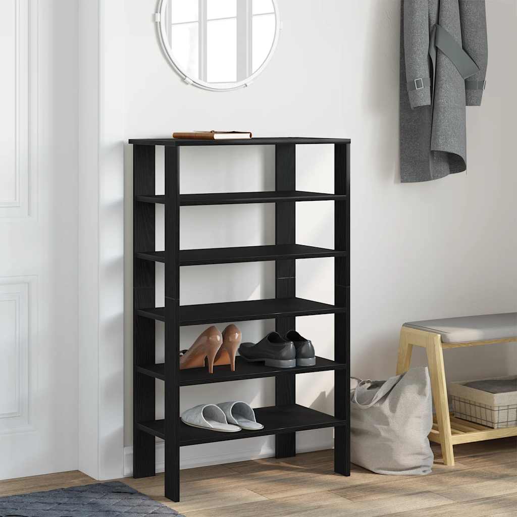 Schoenenrek 61x32x105 cm bewerkt hout zwart is nu te koop bij PeponiXL, paradijselijk wonen!