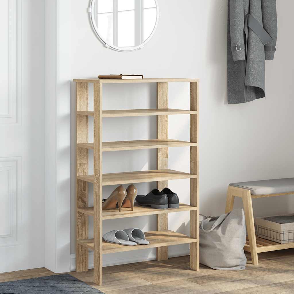 Schoenenrek 61x32x105 cm bewerkt hout sonoma eikenkleurig is nu te koop bij PeponiXL, paradijselijk wonen!
