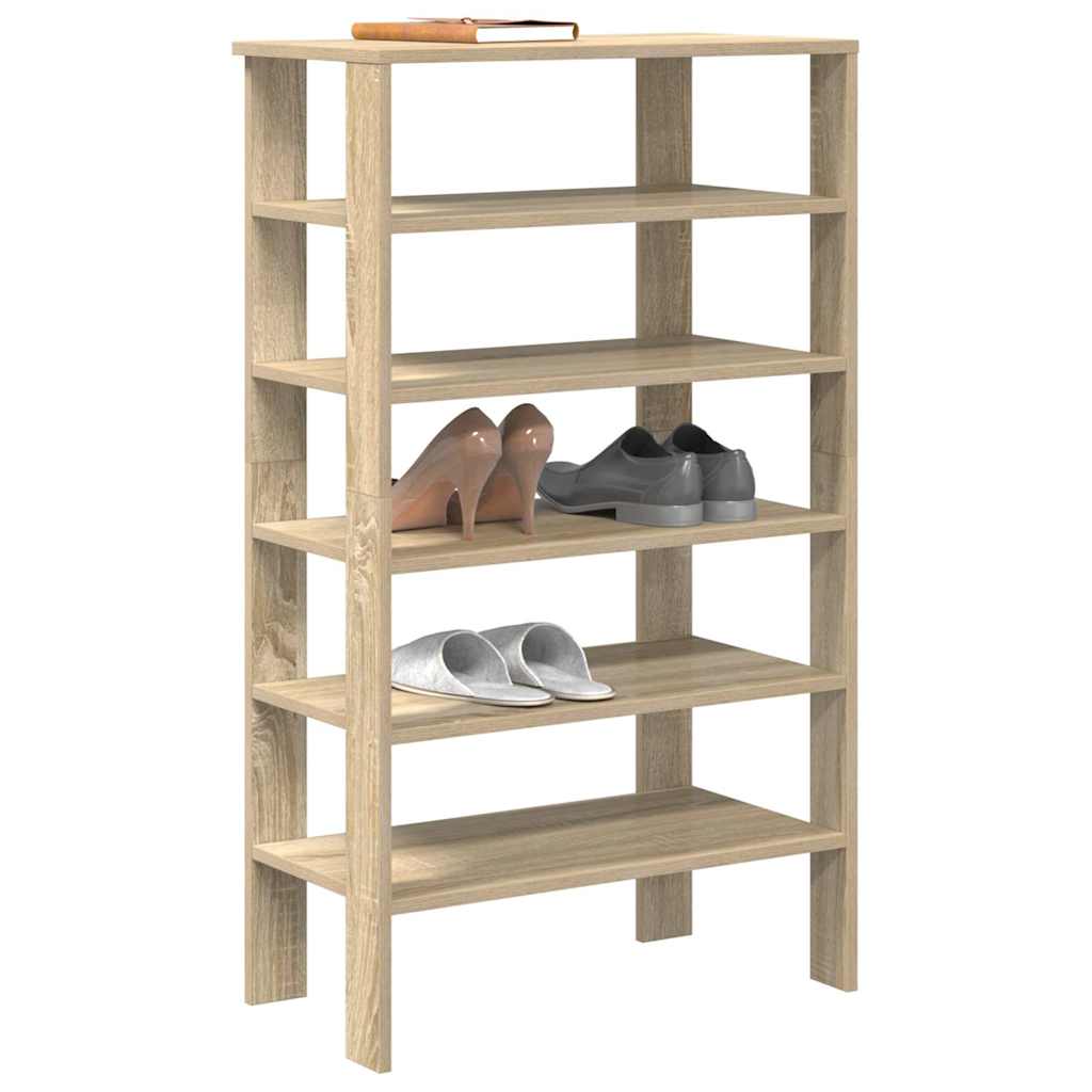 Schoenenrek 61x32x105 cm bewerkt hout sonoma eikenkleurig is nu te koop bij PeponiXL, paradijselijk wonen!