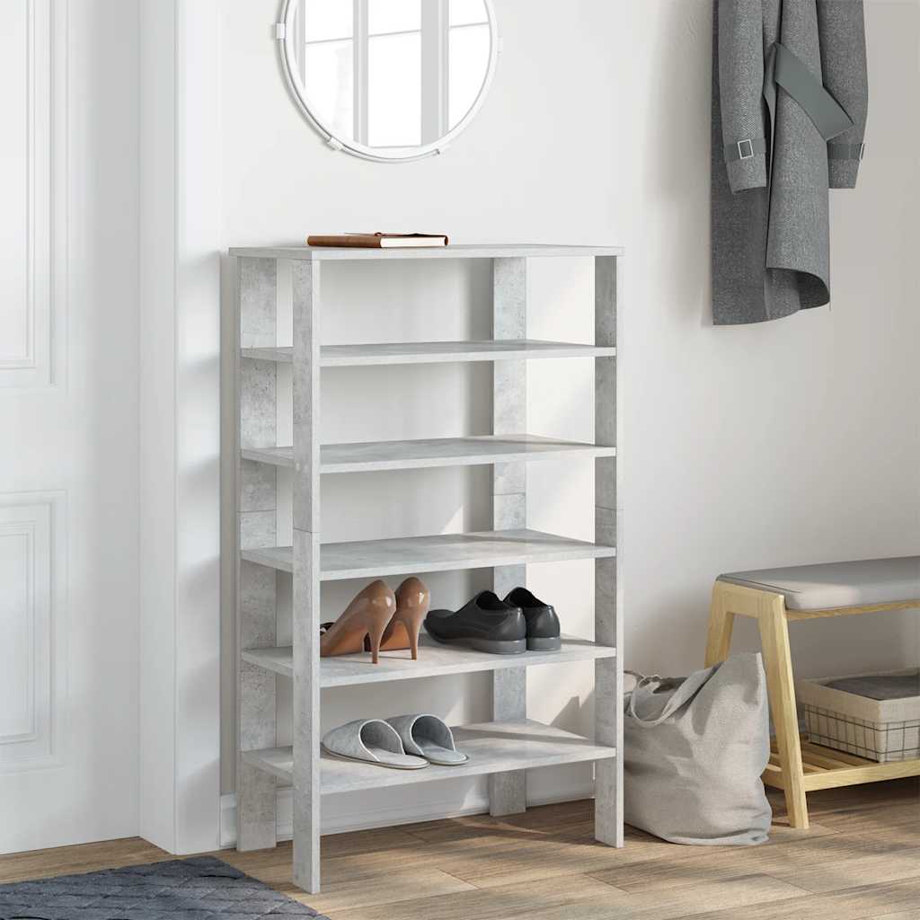 Schoenenrek 61x32x105 cm bewerkt hout betongrijs is nu te koop bij PeponiXL, paradijselijk wonen!