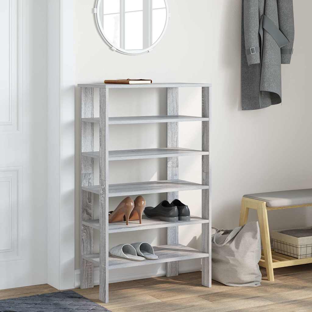 Schoenenrek 61x32x105 cm bewerkt hout grijs sonoma eikenkleurig is nu te koop bij PeponiXL, paradijselijk wonen!