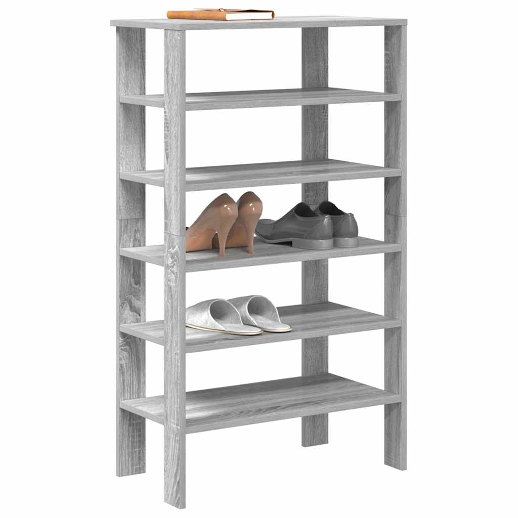 Schoenenrek 61x32x105 cm bewerkt hout grijs sonoma eikenkleurig is nu te koop bij PeponiXL, paradijselijk wonen!