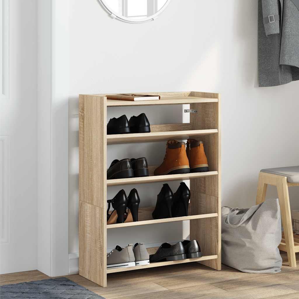 Schoenenrek 60x25x81 cm bewerkt hout sonoma eikenkleurig is nu te koop bij PeponiXL, paradijselijk wonen!