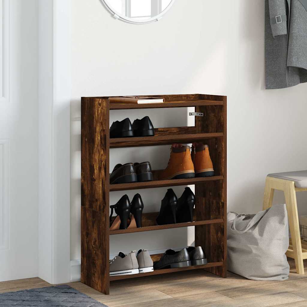 Schoenenrek 60x25x81 cm bewerkt hout gerookt eikenkleurig is nu te koop bij PeponiXL, paradijselijk wonen!