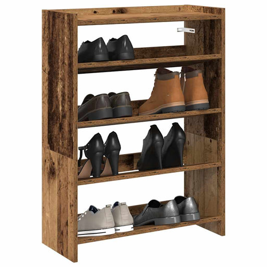 Schoenenrek 60x25x81 cm bewerkt hout oud houtkleurig is nu te koop bij PeponiXL, paradijselijk wonen!