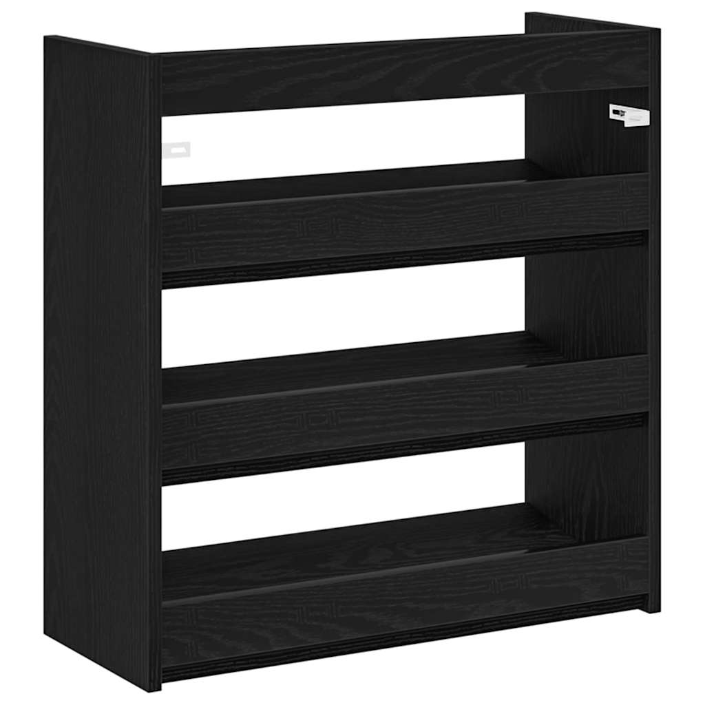 Schoenenrek 60x25x62 cm bewerkt hout zwart is nu te koop bij PeponiXL, paradijselijk wonen!
