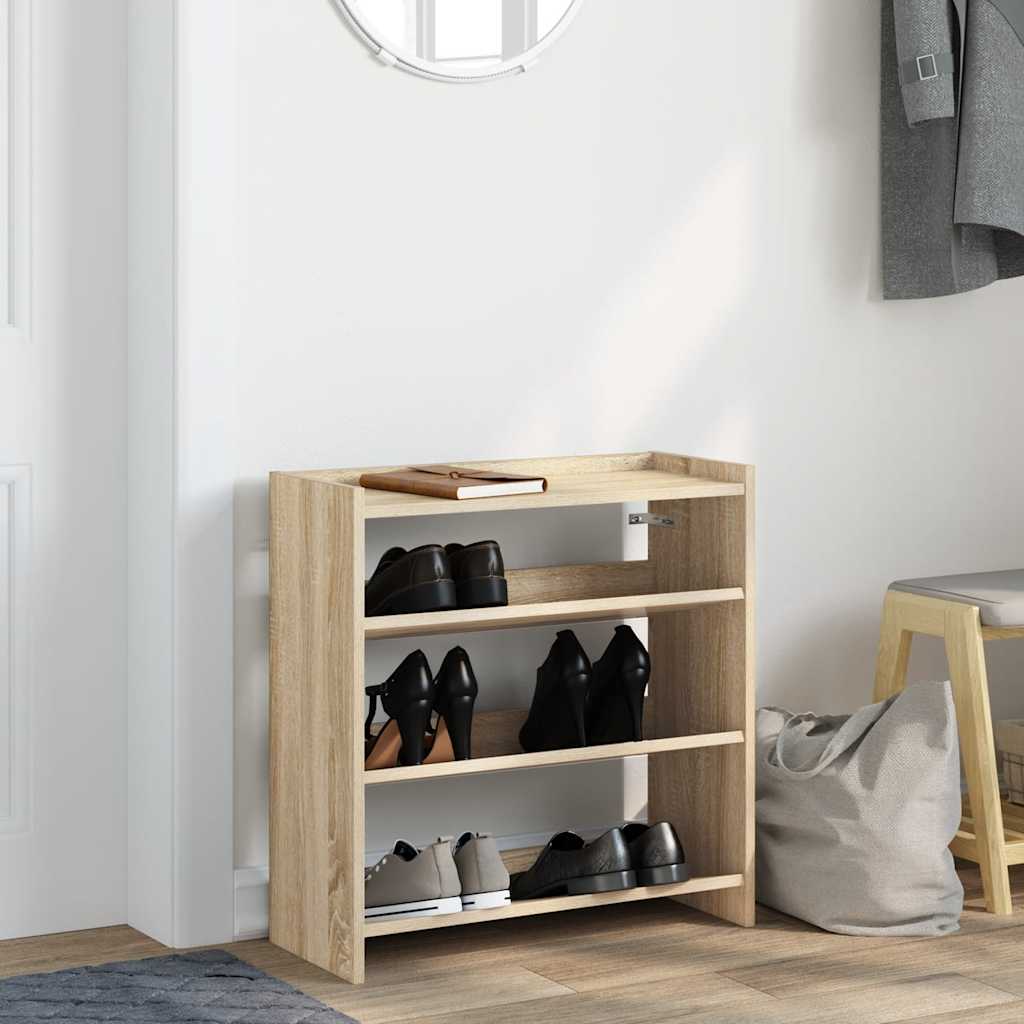 Schoenenrek 60x25x62 cm bewerkt hout sonoma eikenkleurig is nu te koop bij PeponiXL, paradijselijk wonen!