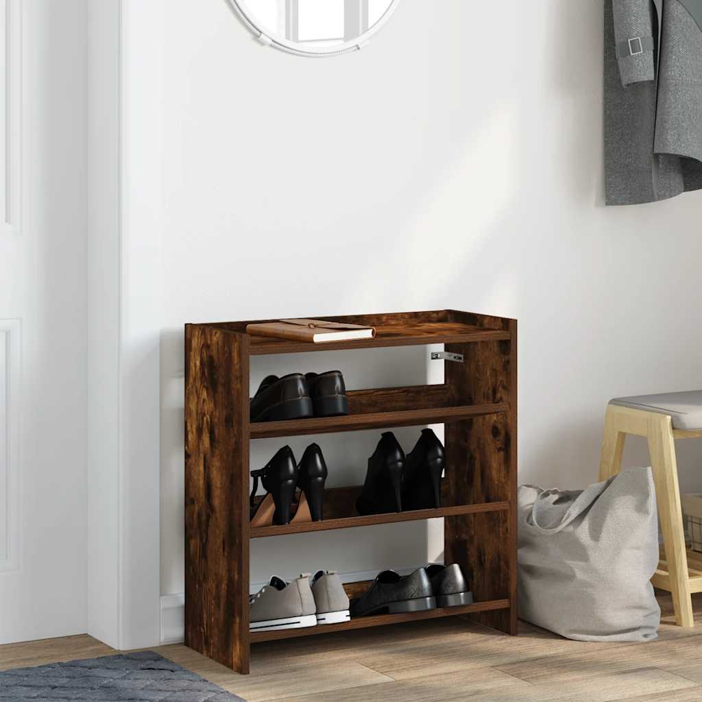 Schoenenrek 60x25x62 cm bewerkt hout gerookt eikenkleurig is nu te koop bij PeponiXL, paradijselijk wonen!