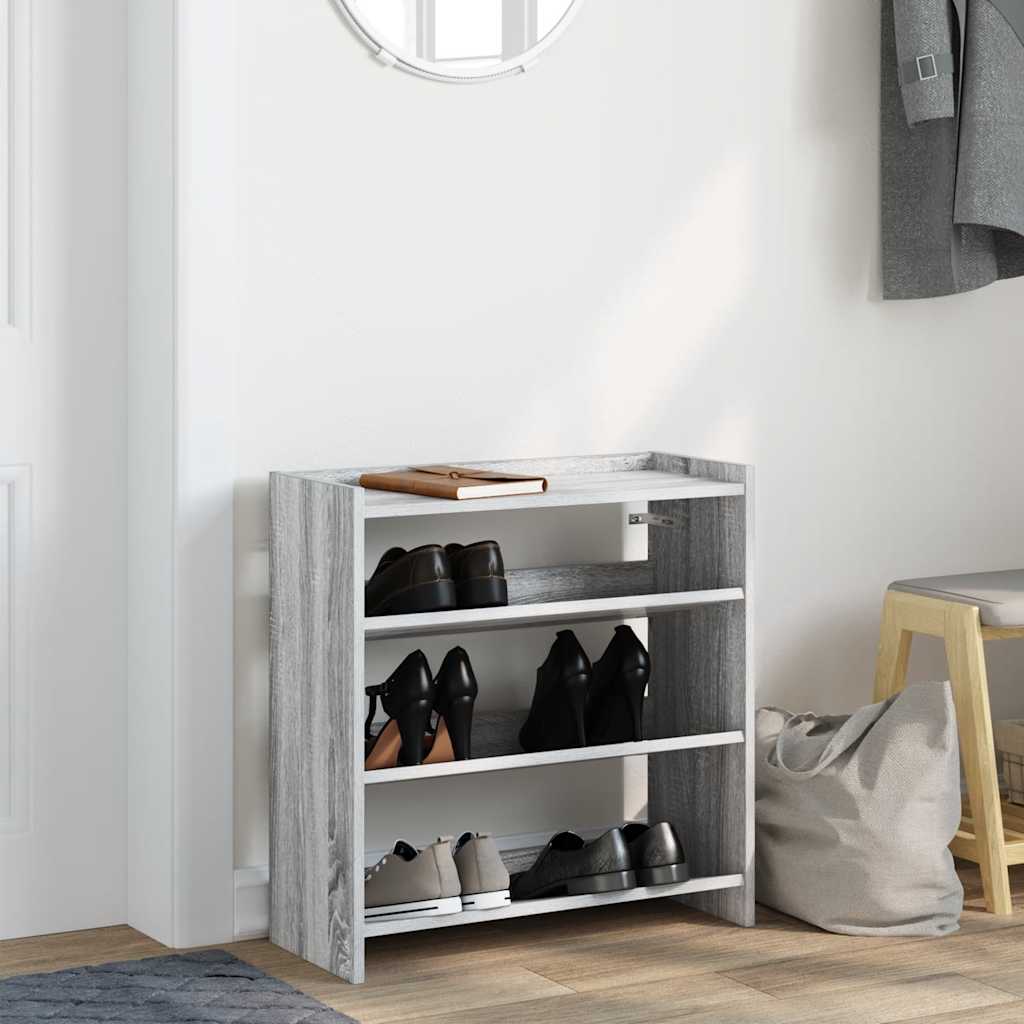 Schoenenrek 60x25x62 cm bewerkt hout grijs sonoma eikenkleurig is nu te koop bij PeponiXL, paradijselijk wonen!