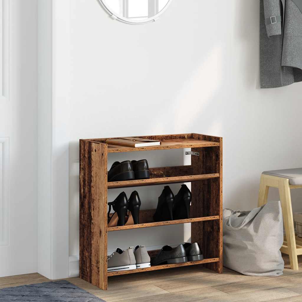 Schoenenrek 60x25x62 cm bewerkt hout oud houtkleurig is nu te koop bij PeponiXL, paradijselijk wonen!