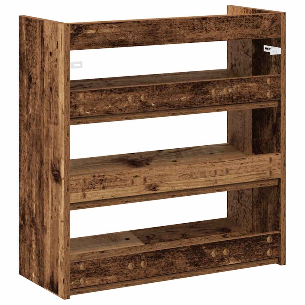 Schoenenrek 60x25x62 cm bewerkt hout oud houtkleurig is nu te koop bij PeponiXL, paradijselijk wonen!