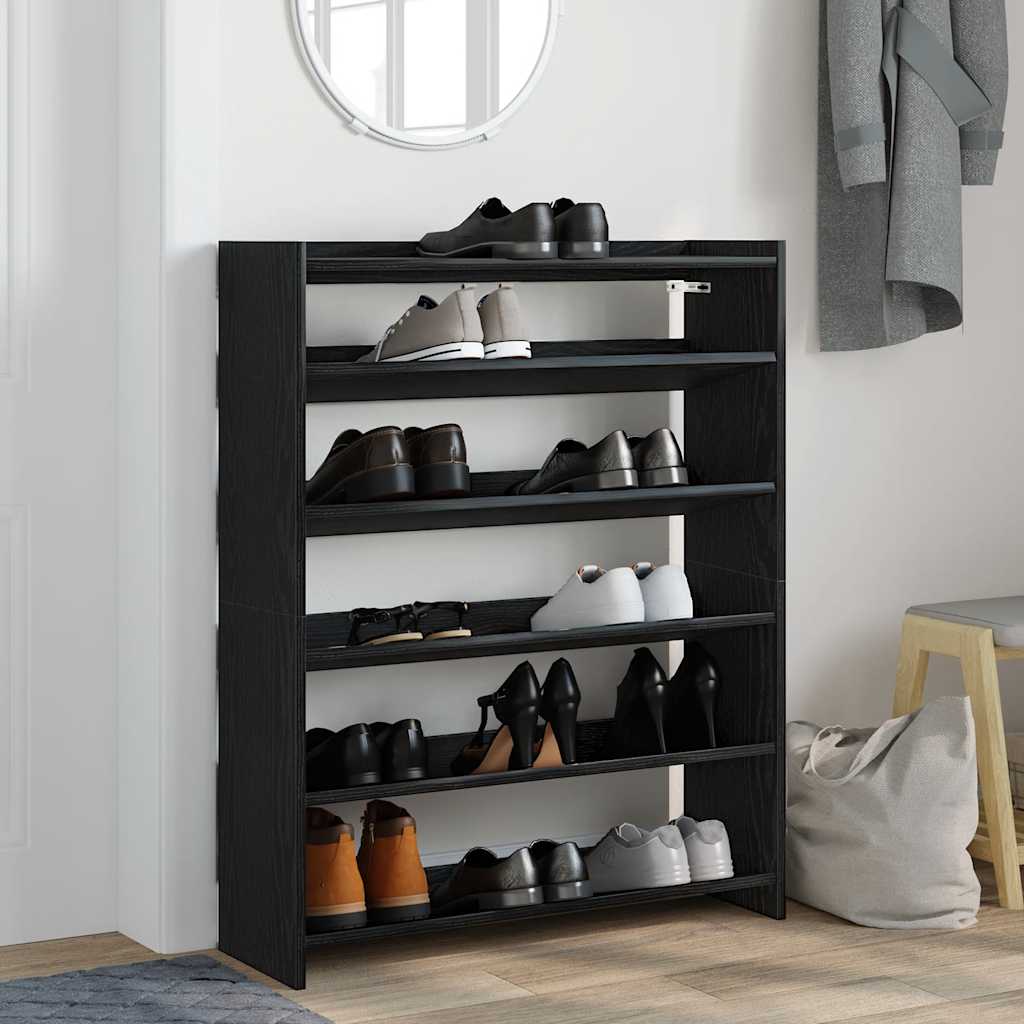 Schoenenrek 80x25x100 cm bewerkt hout zwart is nu te koop bij PeponiXL, paradijselijk wonen!
