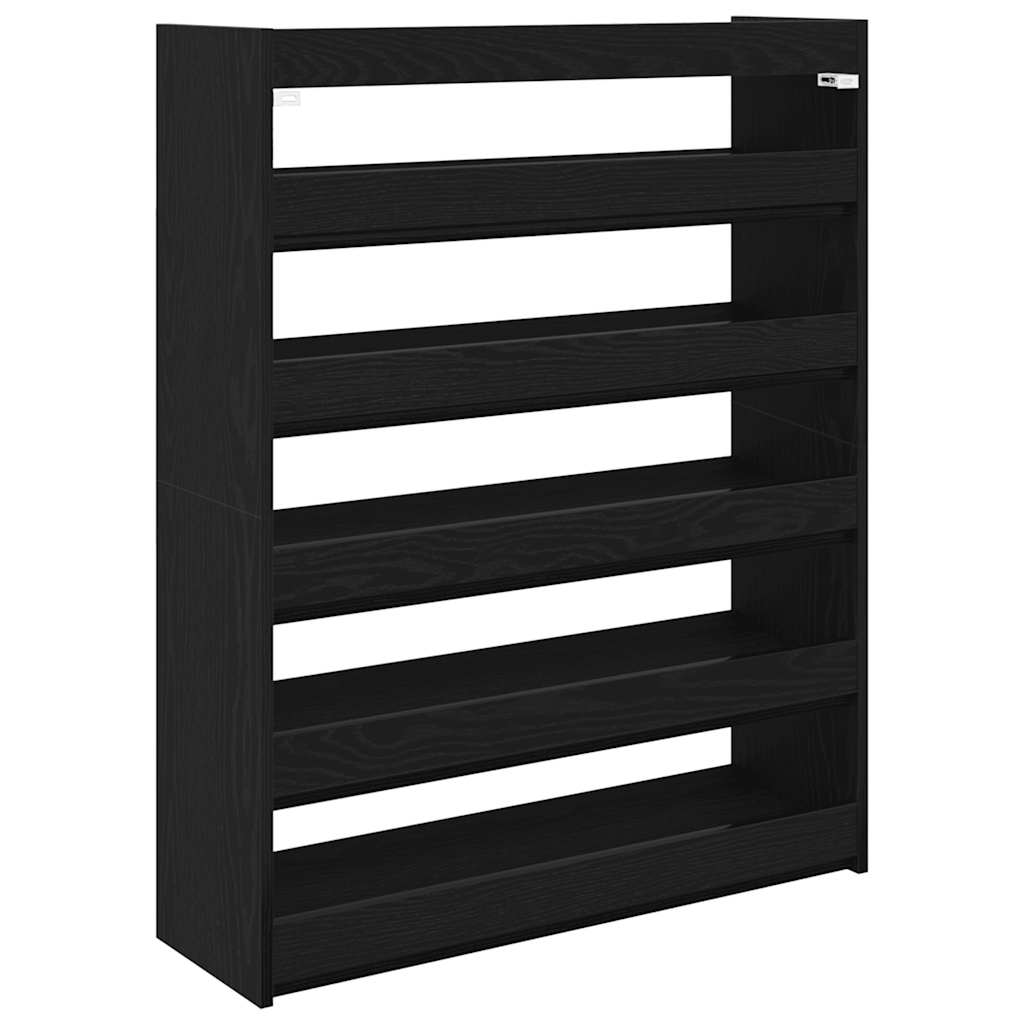 Schoenenrek 80x25x100 cm bewerkt hout zwart is nu te koop bij PeponiXL, paradijselijk wonen!