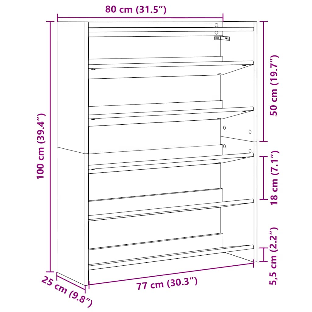 Schoenenrek 80x25x100 cm bewerkt hout zwart is nu te koop bij PeponiXL, paradijselijk wonen!