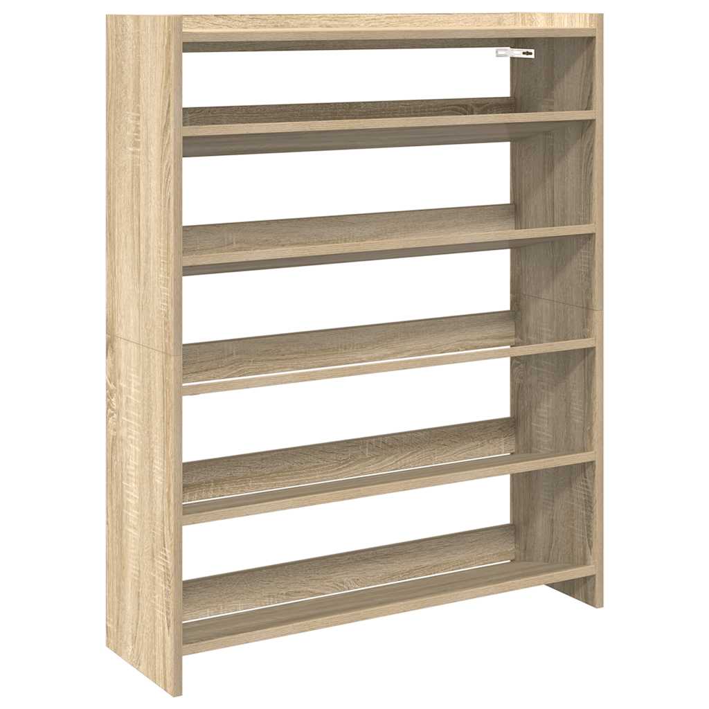 Schoenenrek 80x25x100 cm bewerkt hout sonoma eikenkleurig is nu te koop bij PeponiXL, paradijselijk wonen!