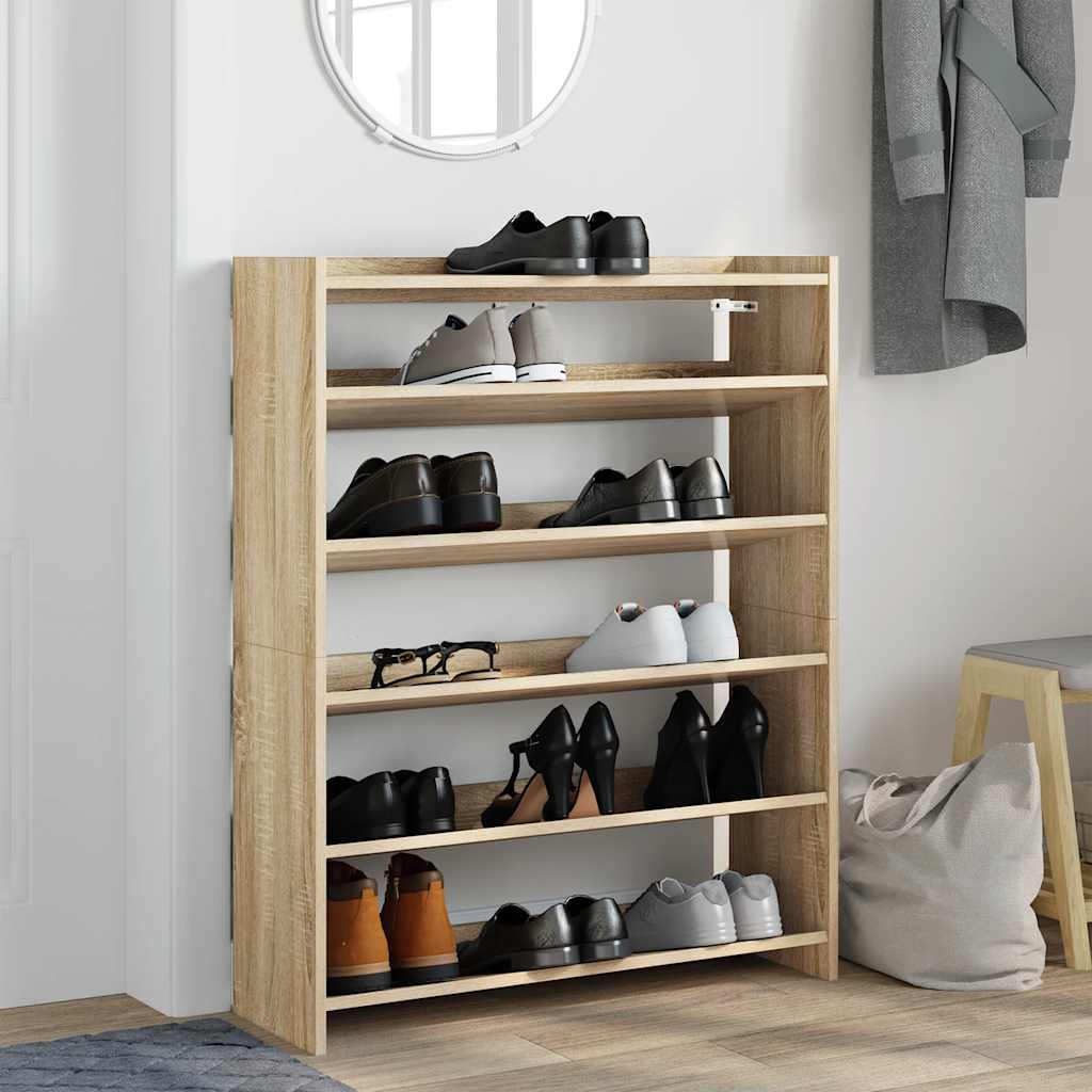 Schoenenrek 80x25x100 cm bewerkt hout sonoma eikenkleurig is nu te koop bij PeponiXL, paradijselijk wonen!