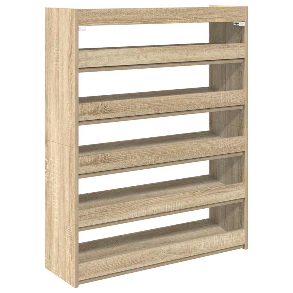 Schoenenrek 80x25x100 cm bewerkt hout sonoma eikenkleurig is nu te koop bij PeponiXL, paradijselijk wonen!