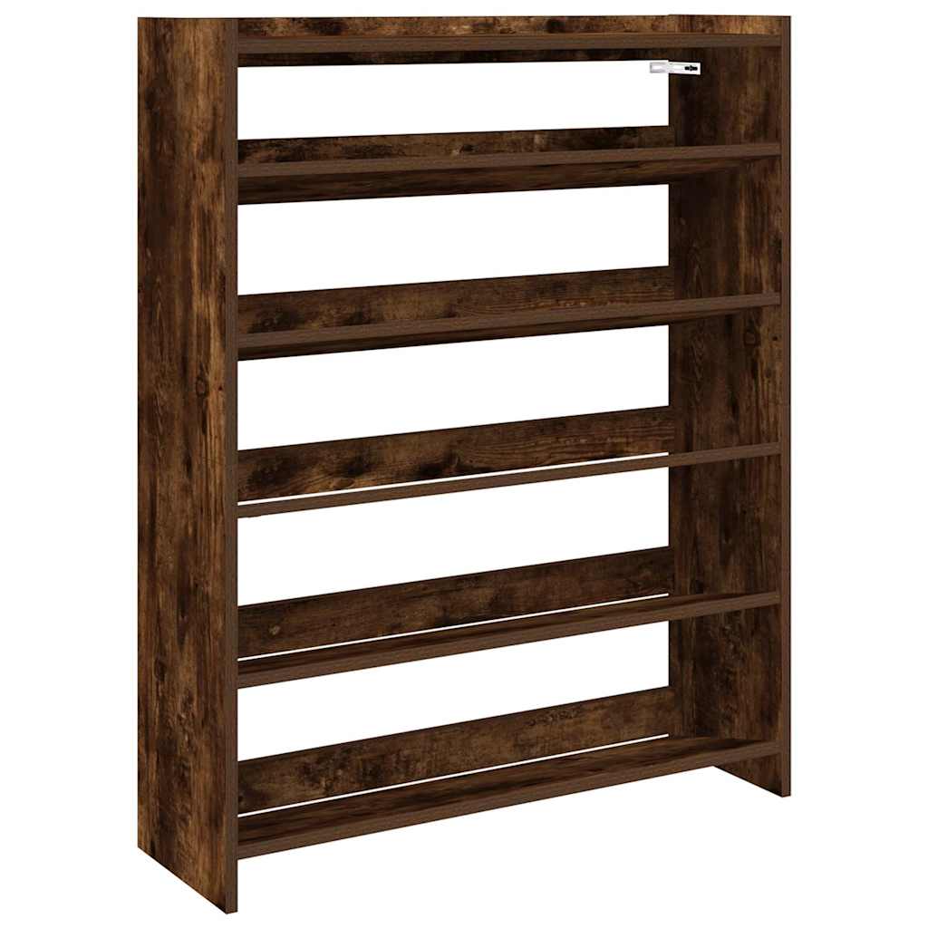 Schoenenrek 80x25x100 cm bewerkt hout gerookt eikenkleurig is nu te koop bij PeponiXL, paradijselijk wonen!