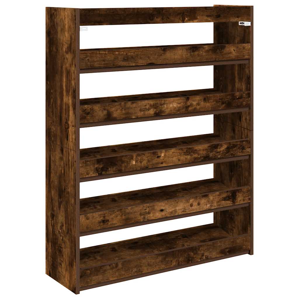 Schoenenrek 80x25x100 cm bewerkt hout gerookt eikenkleurig is nu te koop bij PeponiXL, paradijselijk wonen!
