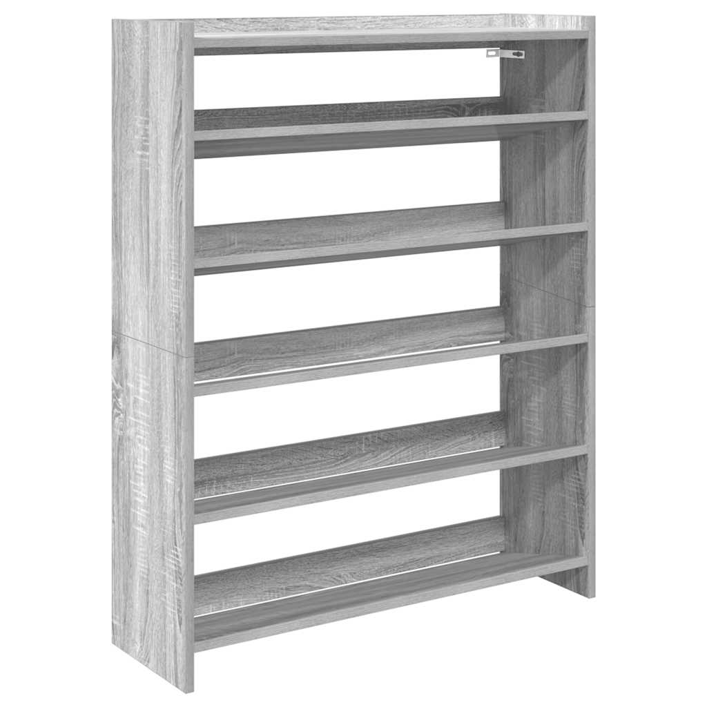 Schoenenrek 80x25x100 cm bewerkt hout grijs sonoma eikenkleurig is nu te koop bij PeponiXL, paradijselijk wonen!