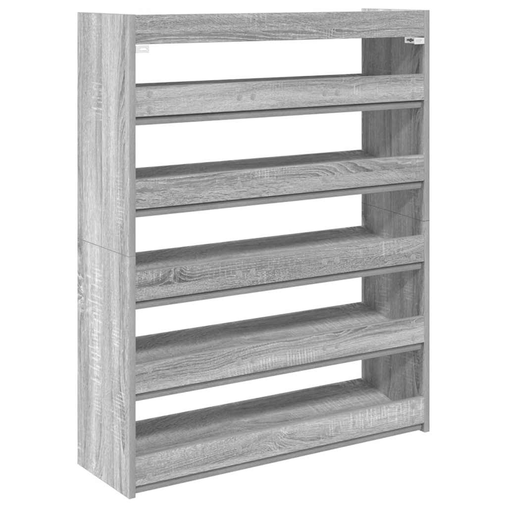 Schoenenrek 80x25x100 cm bewerkt hout grijs sonoma eikenkleurig is nu te koop bij PeponiXL, paradijselijk wonen!
