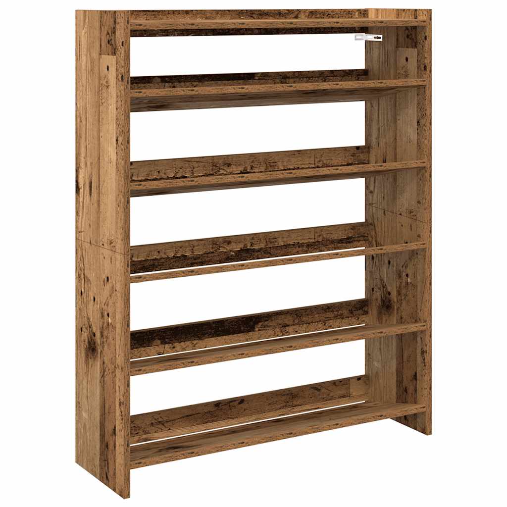Schoenenrek 80x25x100 cm bewerkt hout oud houtkleurig is nu te koop bij PeponiXL, paradijselijk wonen!