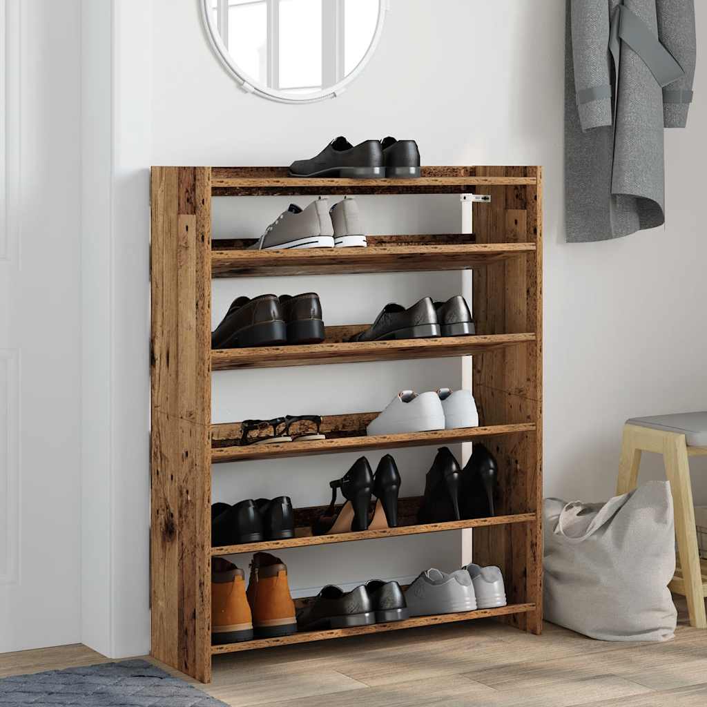 Schoenenrek 80x25x100 cm bewerkt hout oud houtkleurig is nu te koop bij PeponiXL, paradijselijk wonen!