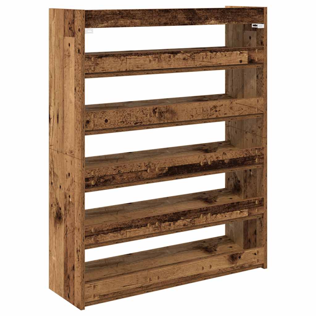 Schoenenrek 80x25x100 cm bewerkt hout oud houtkleurig is nu te koop bij PeponiXL, paradijselijk wonen!