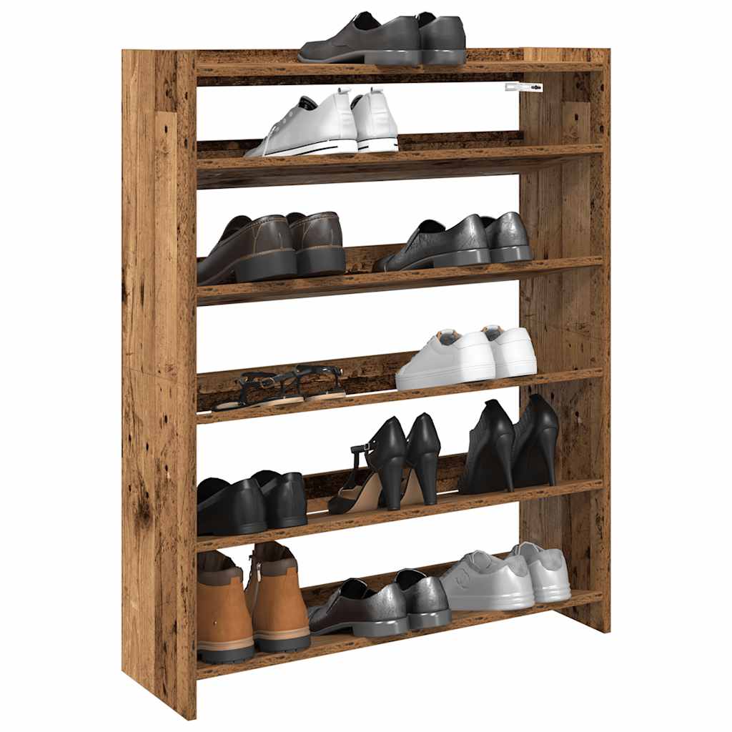 Schoenenrek 80x25x100 cm bewerkt hout oud houtkleurig is nu te koop bij PeponiXL, paradijselijk wonen!