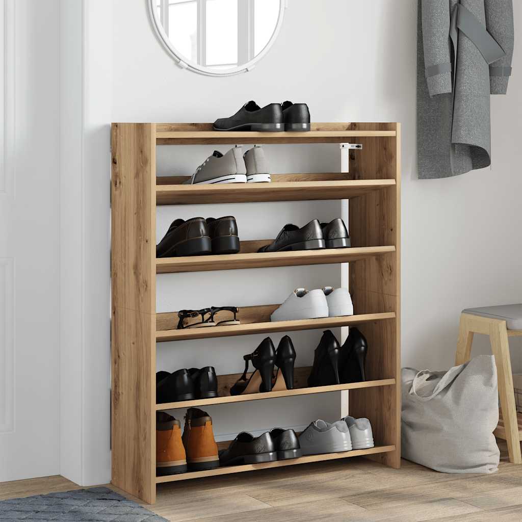 Schoenenrek 80x25x100 cm bewerkt hout artisanaal eikenkleur is nu te koop bij PeponiXL, paradijselijk wonen!