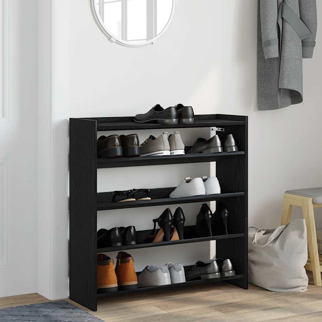 Schoenenrek 80x25x81 cm bewerkt hout zwart is nu te koop bij PeponiXL, paradijselijk wonen!