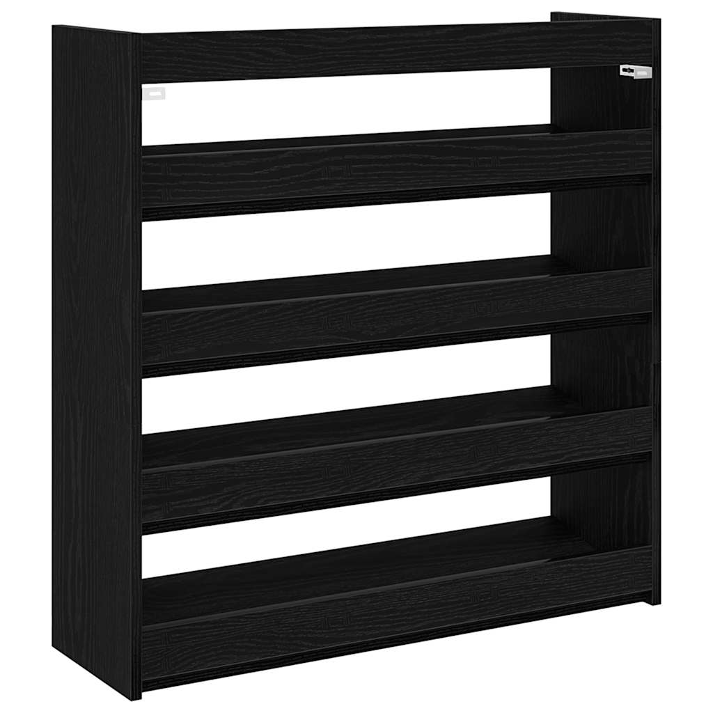 Schoenenrek 80x25x81 cm bewerkt hout zwart is nu te koop bij PeponiXL, paradijselijk wonen!