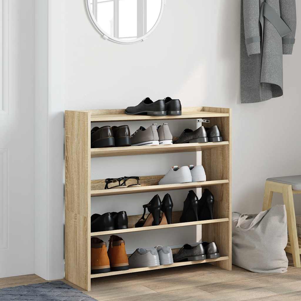 Schoenenrek 80x25x81 cm bewerkt hout sonoma eikenkleurig is nu te koop bij PeponiXL, paradijselijk wonen!