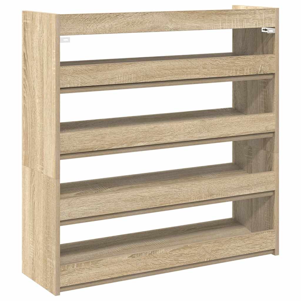 Schoenenrek 80x25x81 cm bewerkt hout sonoma eikenkleurig is nu te koop bij PeponiXL, paradijselijk wonen!