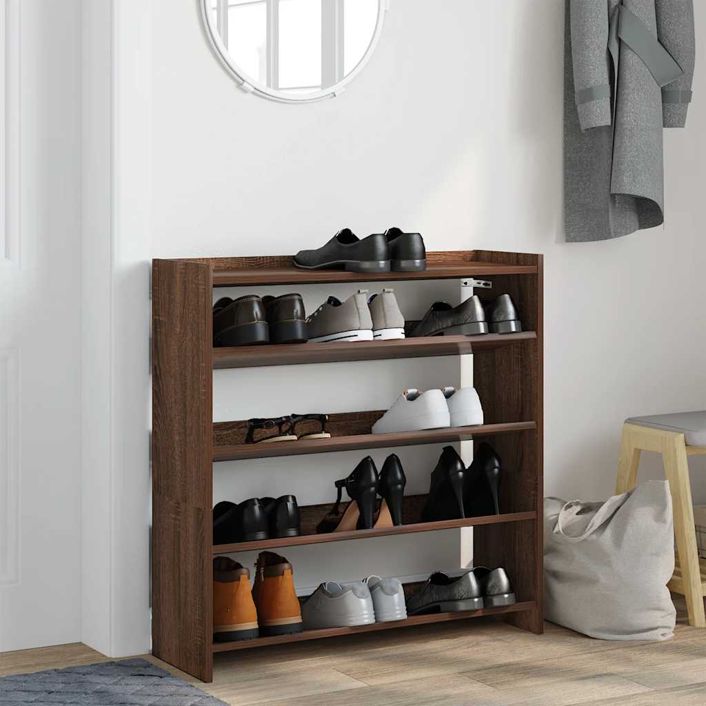 Schoenenrek 80x25x81 cm bewerkt hout bruin eikenkleur is nu te koop bij PeponiXL, paradijselijk wonen!