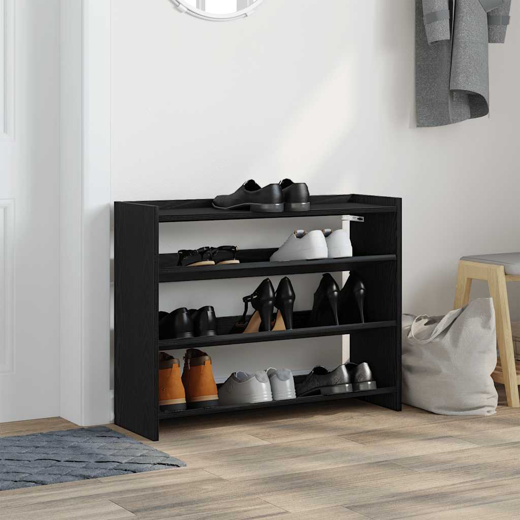 Schoenenrek 80x25x62 cm bewerkt hout zwart is nu te koop bij PeponiXL, paradijselijk wonen!