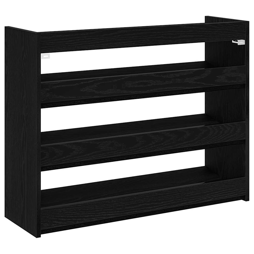 Schoenenrek 80x25x62 cm bewerkt hout zwart is nu te koop bij PeponiXL, paradijselijk wonen!