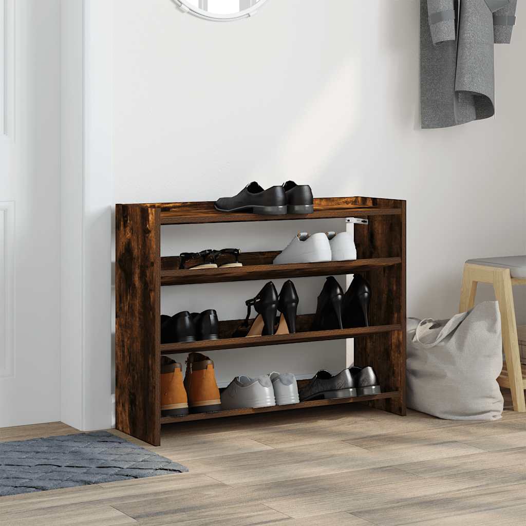 Schoenenrek 80x25x62 cm bewerkt hout gerookt eikenkleurig is nu te koop bij PeponiXL, paradijselijk wonen!
