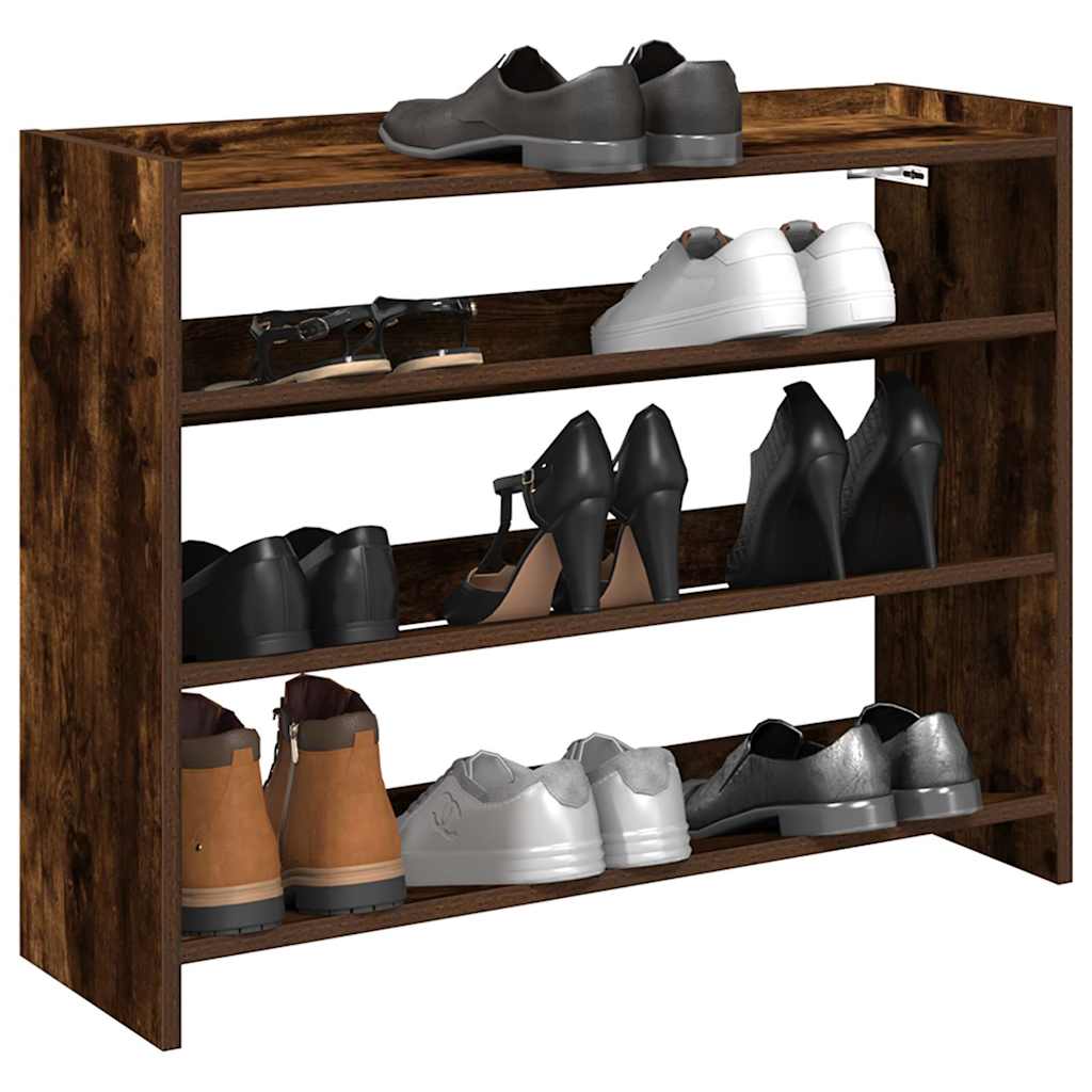 Schoenenrek 80x25x62 cm bewerkt hout gerookt eikenkleurig is nu te koop bij PeponiXL, paradijselijk wonen!