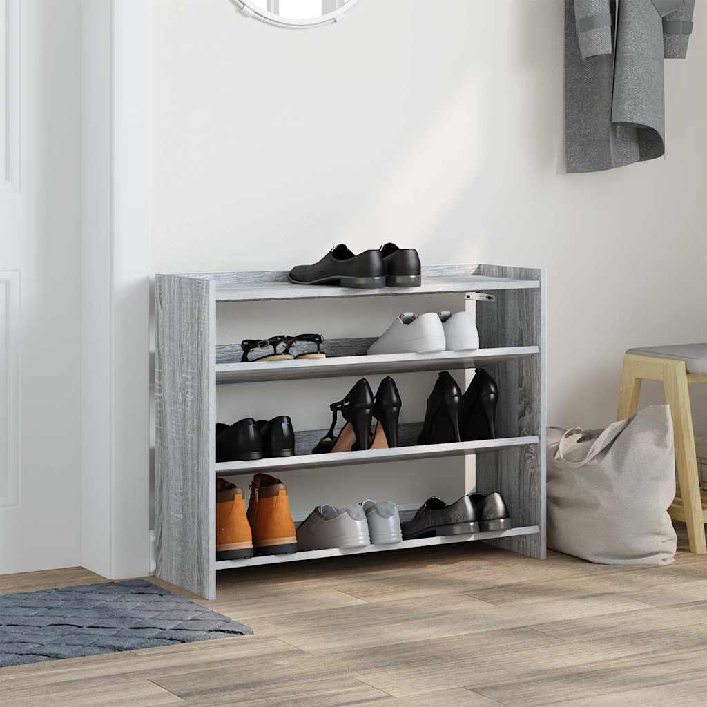 Schoenenrek 80x25x62 cm bewerkt hout grijs sonoma eikenkleur is nu te koop bij PeponiXL, paradijselijk wonen!