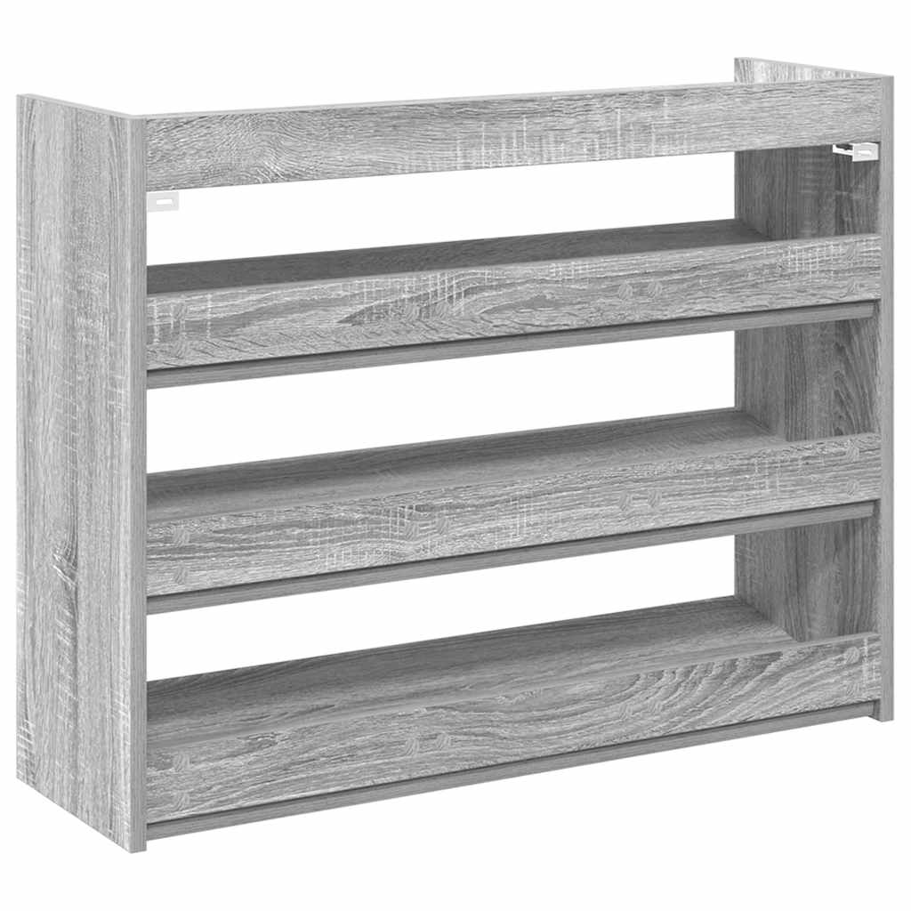Schoenenrek 80x25x62 cm bewerkt hout grijs sonoma eikenkleur is nu te koop bij PeponiXL, paradijselijk wonen!