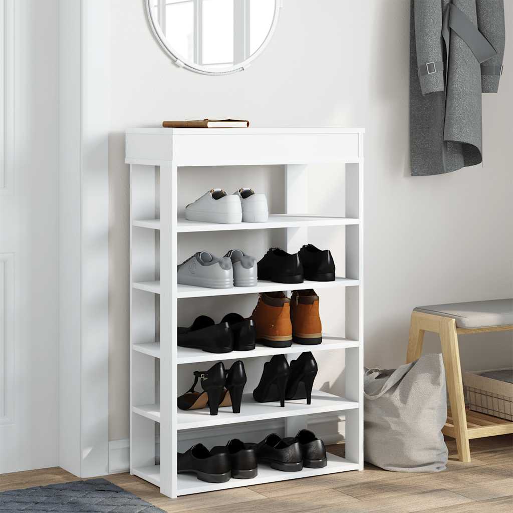 Schoenenrek 60x30x98 cm bewerkt hout wit is nu te koop bij PeponiXL, paradijselijk wonen!