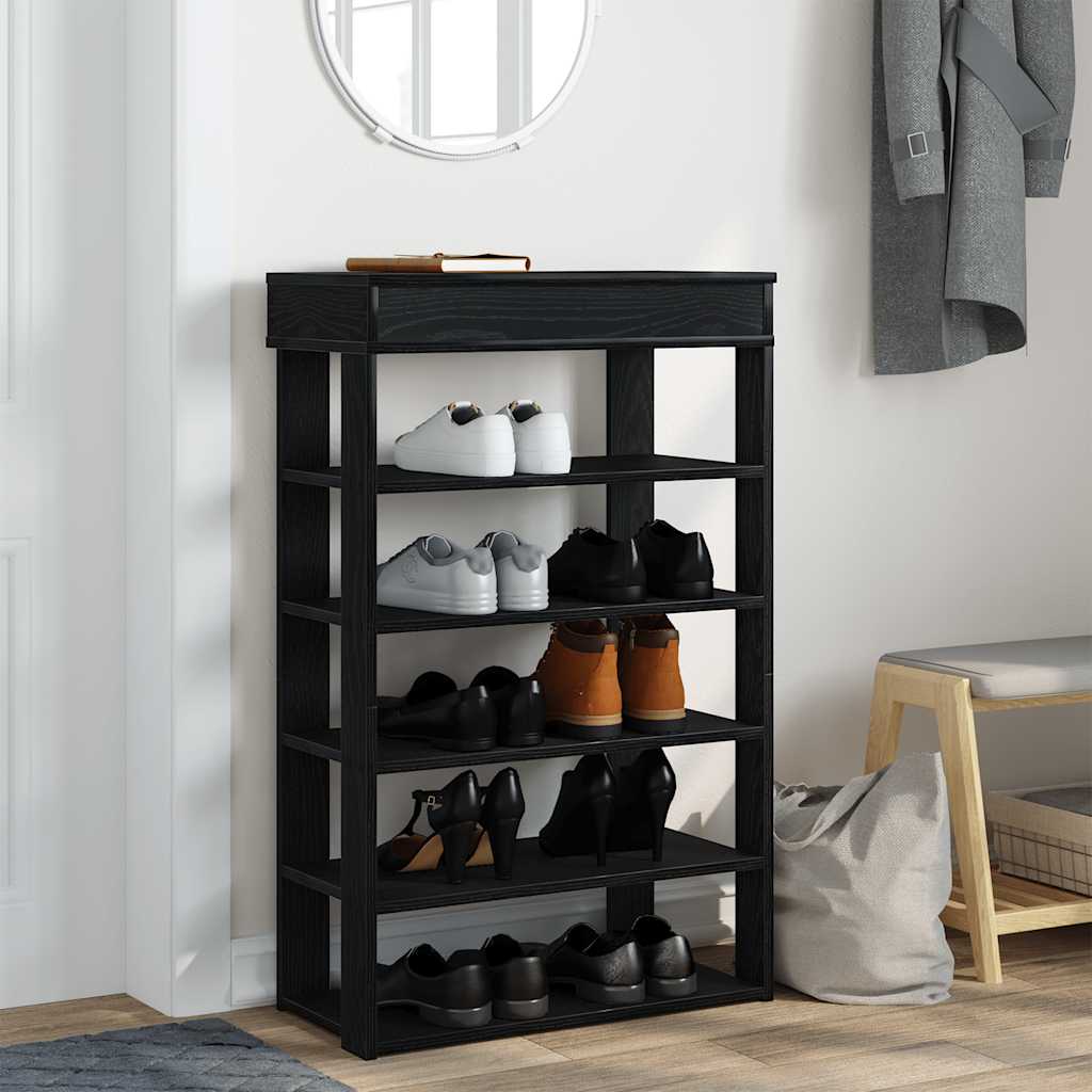 Schoenenrek 60x30x98 cm bewerkt hout zwart is nu te koop bij PeponiXL, paradijselijk wonen!
