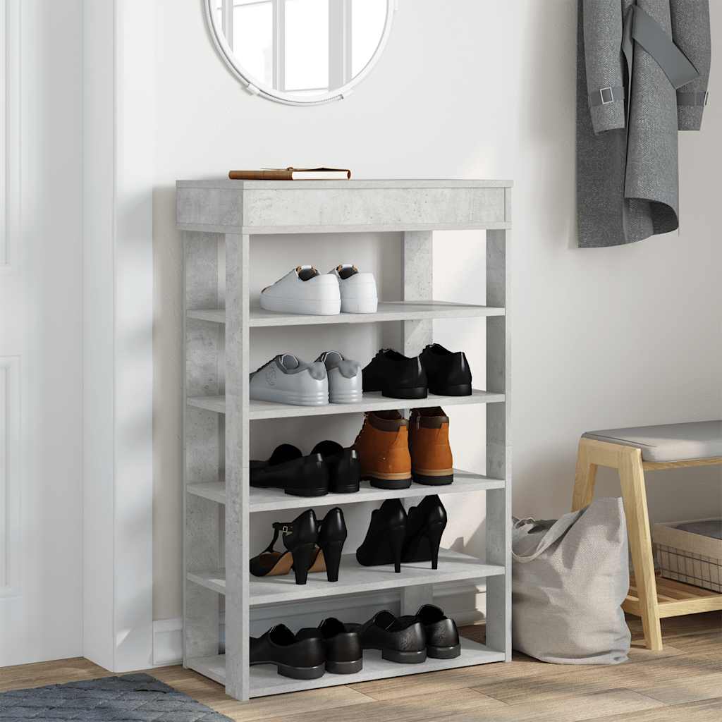 Schoenenrek 60x30x98 cm bewerkt hout betongrijs is nu te koop bij PeponiXL, paradijselijk wonen!