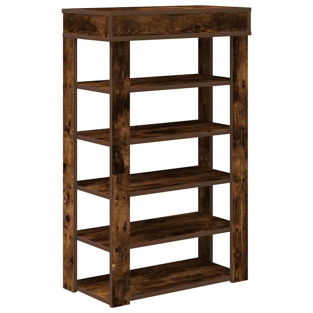 Schoenenrek 60x30x98 cm bewerkt hout gerookt eikenkleurig is nu te koop bij PeponiXL, paradijselijk wonen!