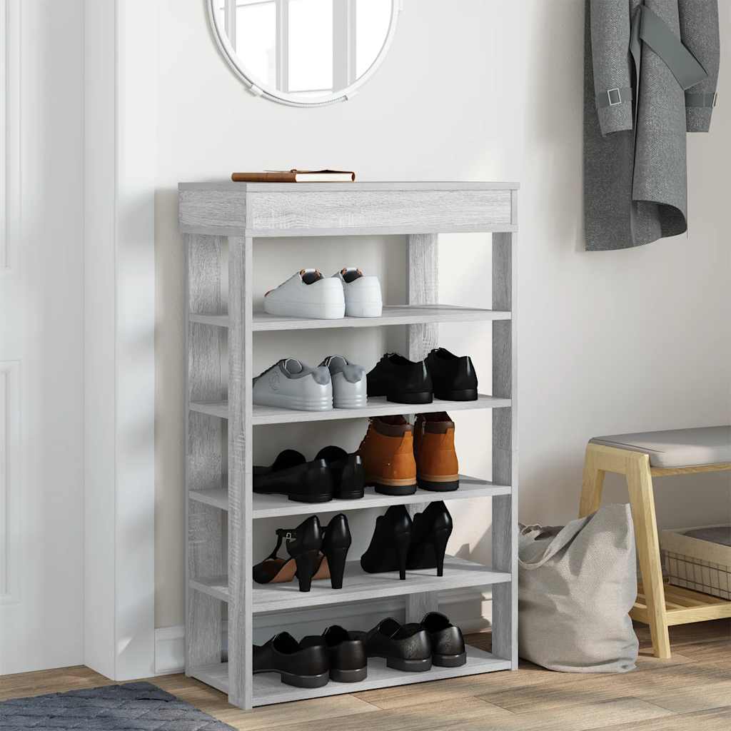 Schoenenrek 60x30x98 cm bewerkt hout grijs sonoma is nu te koop bij PeponiXL, paradijselijk wonen!