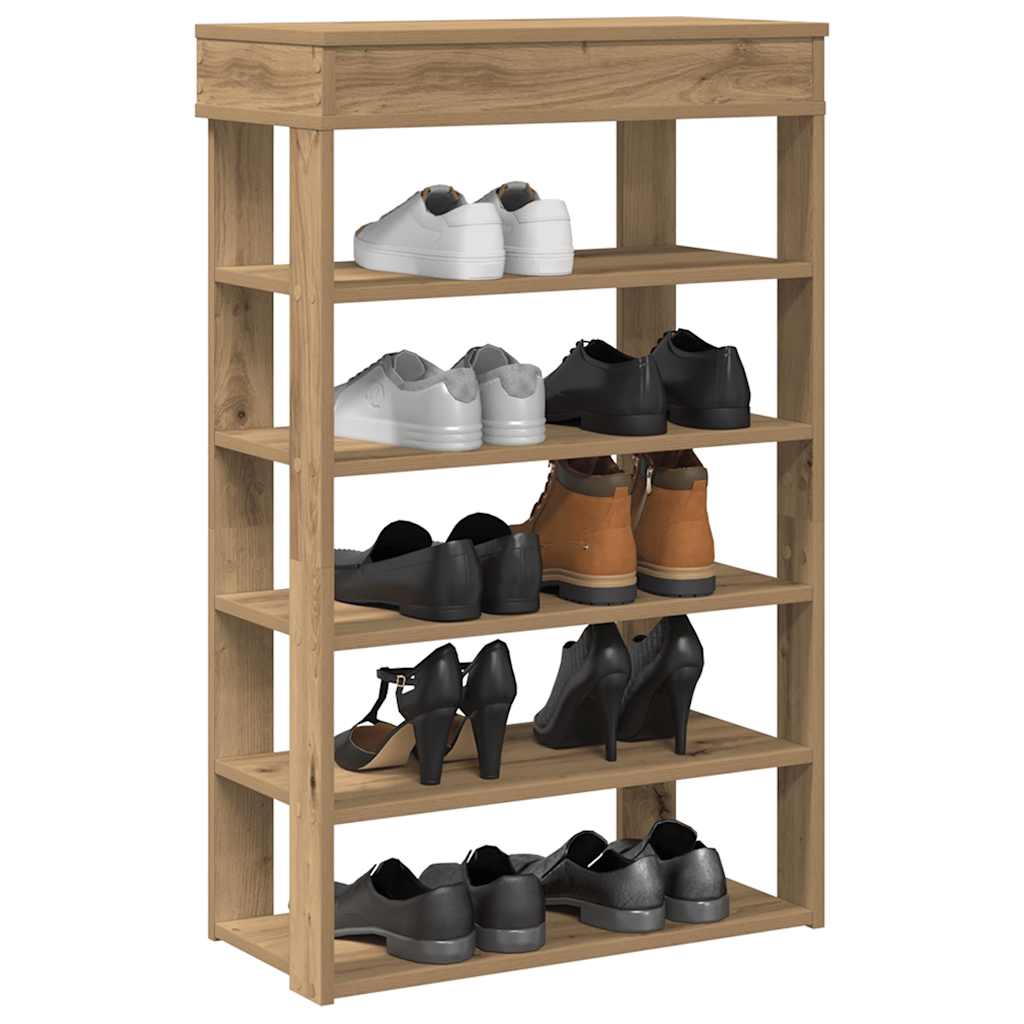 Schoenenrek 60x30x98 cm bewerkt hout artisanaal eikenkleur is nu te koop bij PeponiXL, paradijselijk wonen!